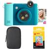 KODAK Smile+ 2-in-1 Fotocamera Digitale & Stampante Foto Bluetooth - Pacchetto Iniziale + Custodia + Carta Zink 20pz - 10MP - Blu