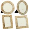 DRW Set di 4 mini portafoto in madreperla in tostatura 10,4x10,4x2, 8,5x12,4x2 e 9,5x12,4x2 cm