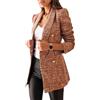 Hndudnff Giacca a doppio petto da donna, stile vintage, a maniche lunghe, in tweed, Marrone, 48