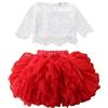 Verve Jelly Newborn Baby Girl Summer Clothes Lace Floral Crop Top + Tinta unita Tutu Skirt 2PCS Outfit Set Red 110 3-4 anni