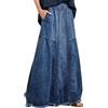 Briskorry Gonna lunga da donna, estiva, in jeans, semplice, maxi gonna, casual, con tasche, linea ad A, comoda, per il tempo libero, morbida, gonna avvolgente, leggera, alla moda, Blu scuro, XL