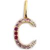 SINGULARU - Charm Letter Spark Sakura. Iniziale in Argento Sterling con Finitura Placcata Oro 18Kt e Zirconi. Gioielli da Donna. Lettera C
