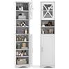 RELAX4LIFE Mobile da Bagno Alto e Stretto, Armadio Colonna Bagno con 5 Ripiani Regolabili, 2 Scomparti e 2 Armadietti, Mobiletto Salvaspazio per Soggiorno e Cucina, 40 x 30 x 170,5cm (Bianco)