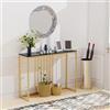 VEVOR Consolle - Tavolino da ingresso dorato: pietra reale, tavolino in metallo marmo, per soggiorno, corridoio, camera da letto, in stile moderno, 100 x 30 x 78,5 cm (Nero)