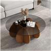 Romyqpipy Tavolino In Vetro Da Salotto con Base In Legno Rotondo Tavolino Da Caffè Diametro 80 Cm Stile Moderno Tavolo Da Cocktail Circolare Tavolino Soggiorno per Il Soggiorno, L'Ufficio