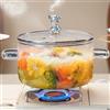 QSLKI 1.5L Pentola Di Cottura In Vetro, Pentola In Vetro Trasparente Resistente Al Calore Piano Cottura Pentola, Pentola In Borosilicato Con Doppia Maniglia Del Coperchi Per Pasta, Pasta (Orsetto)