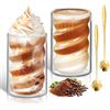 LISDATKE Tazzine Caffe Vetro Doppia Parete 400ml 2er Set Bicchieri da Latte Macchiato Spirale Bicchierini da Cappuccino con 2 Cucchiaino Tazza Termica Caffè per Vetro Borosilicato