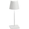 Zafferano, Lampada Poldina Pro Mini, Lampada da Tavolo Ricaricabile e Senza Fili con Controllo Touch, Utilizzabile anche come Lampada da Esterni, Dimmer, 2200-3000 K, Altezza 30 cm, Colore Bianco