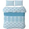 HOME ZEN HOUSEHOLD LINEN set completo lenzuola sopra lenzuolo sotto angoli e federe in tessuto di flanella anti reumatismi di poliestere e cotone (singolo, rombo azzurro)