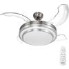 BAKAJI Ventilatore Lampadario da Soffitto 4 Pale richiudibili a scomparsa in ABS, Diametro 106 cm, Lampada LED Plafoniera Acciaio 36W, 3 Velocità Selezionabili, con Timer,Cambio Colore e Telecomando