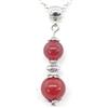 ThurColas Collana da donna in acciaio inox con ciondolo di perline di corniola rossa e perline in ottone argentato