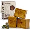 GREEN FADEL Sapone di Aleppo Originale, 40% Olio di Alloro, 60% Olio d'Oliva, 3 x ca. 200g (Deluxe) Sapone all'Olio d'Oliva, Naturale, Fatto a Mano, Vegano
