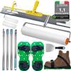 VKE Kit di Strumenti Autolivellante per Pavimenti, Rullo Frangibolle 11 mm, Scarpe Chiodate per Prato 30 mm, Spatola Autolivellantein, Asta Telescopica 162 cm (con Rullo Pittura e Spatole per Stucco)