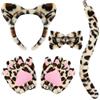 XEPST animale leopardo Costume Set, Orecchie di leopardo e la coda Set con leopardo fascia e coda papillon zampe per animale Cosplay di compleanno di Halloween del vestito operato del partito, marrone