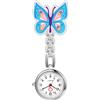 Silverora Orologi da tasca Orologi da infermiera Orologi: facile da leggere analogico al quarzo orologio da infermiere farfalla decorativo Fob orologio con stetoscopio clip per medici sorelle blu rosa