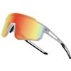 DUCO Polarizzato c Gioventù Sport Ciclismo Ombra Telaio Leggero UV400 Bambino Ragazzi Ragazze Baseball Occhiali DK310, Bianco Telaio Nero Temple Revo Orange Lente