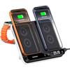 SwanScout Caricatore Wireless Dual per iPhone 17/Air/17e/16/15/14/13/12, Stazione di Ricarica per Apple Watch 11/10/9/8/7/6/Ultra 3/SE 3 & AirPods 4/Pro 3, Caricabatterie Senza Fili per 2 Phone, SwanScout 710A