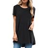 Generic Top a tunica girocollo alla moda vestibilità ampia elegante per le donne 2025 casual atletica estiva magliette lunghe per uscire a maniche corte camicie lunghe carino estate trendy magliette, Nero , S