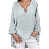 Generic Top a tunica casual da donna in lino 2025 T-shirt lunghe larghe camicie carine tuniche a maniche lunghe che escono con scollo a V T-shirt western alla moda a maniche arrotolate T-shirt a tinta unita
