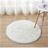 Cumay Faux Pelliccia di Agnello di Pecora Tappeto, Pelliccia Sintetica Decorativa Antiscivolo Yoga tappeti per Salotto da Letto Divano Pavimento (45x45cm, Bianco)