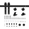 HOMCOM 200CM/6.6FT Kit per Porta Scorrevole Portata 20kg, Binario per Porta Scorrevole e Ante da 200cm con Rotelle Stile Rustico, Nero