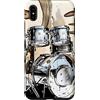 Vintage Drum Set Drawing Disegno Vintage Drum Set Custodia per iPhone XS Max