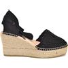 MACARENA YUNE33 ESPADRILLES SANDALO CON ZEPPA CON DETTAGLI IN UNCINETTO RUSTICO NEGRO