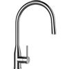 SCHOCK | Miscelatore Kavus con Doccia Monocomando Canna Alta Curvata con Comando Integrato e Doccetta Estraibile, Acciaio Inox Massiccio, h400