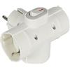Electraline 55090 Adattatore Triplo 3 prese laterali, Spina tedesca, Multipresa 3 posti schuko, con interruttore ON/OFF Bianco