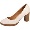QUEEN HELENA Scarpe con Tacco Basso Décolleté Chiuse Eleganti Donna ZM9612 (Beige, Sistema Taglie Calzature EU, Adulto, Donna, Numero, Media, 38)