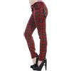 Ro Rox Pantaloni Skinny Scozzesi Rossi Banned Pantaloni Emo Punk a Quadri Scozzesi da Donna, Rosso, XS