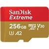 SanDsik SanDisk Extreme 256GB scheda microSDXC + RescuePro Deluxe, Micro SD fino a 190 MB/s, + adattatore SD, con prestazioni app A2, UHS-I, Class 10, U3, V30