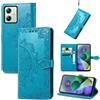 Fertuo Cover per Motorola Moto G54, Custodia Portafoglio a Libro in Pelle Flip Cover con Porta Carte, Chiusura Magnetica [Disegni di Mandala] Case Antiurto per Motorola Moto G54, Blu