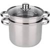 Baumalu, Pentola per pasta in acciaio inox, 24 cm, 7,5 litri, con triplo fondo diffusore inox/alluminio/acciaio inox, coperchio in vetro con bordo in acciaio inox e foro vapore, manici in metallo