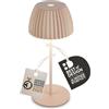 BRILONER - Mini lampada da tavolo LED senza fili IP44 con bordo luminoso, touch dimmer, lampada da comodino ricaricabile, vincitore del German Design Award 2025, 8,5x20 cm, beige