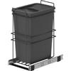 Emuca - Pattumiera per differenziata per moduli da cucina, 35 L, fissaggio sul fondo ed estrazione manuale, Plastica grigio antracite