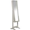 DRW Specchio da terra con porta PS con cornice a specchio in bianco 40,5x38x161cm, INT. 26 x 110 cm