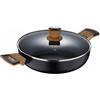 Bergner - Tegame 28x7,5cm in alluminio con maniglie soft touch effetto legno e coperchio in vetro, linea Earth Black induzione