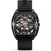 CIGA Design Orologio Automatico da Uomo - Z Series Orologio Scheletrato con Cassa a Forma di Tonneau Rivestita in DLC (Carbonio Simil-Diamante), Vetro Zaffiro e Cinturino in Silicone