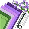 HanCheng Set di 6 fogli di carta crespa, multicolore, 6 rotoli da 25 x 200 cm, con 15 fili di fiori, nastro biadesivo, righello, filo da cucito, carta crespa fiori fai da te (serie viola)