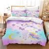 AVJWWD Set di Biancheria da Letto per Bambini, in Microfibra, con Motivo a Unicorno, con Stampa 3D, 3 Pezzi, con Chiusura a Strappo, Morbido per Ragazze (I, 135x200cm)