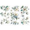 PLIGREAT 3 fogli Magnolia Rub su trasferimento per mobili acquerello floreale strofinare su adesivi Vintage Flower Rub su decalcomanie di trasferimento per scrapbooking artigianato decorativo