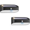 Klighten 2 Pezzi Luce Solare LED Esterno con Sensore di Movimento, 3000K LED Luci Solari da Esterno, 2000mAh Lampada Solare da Esterno, IP44 Luci da Parete Wireless a Energia Solare per Giardino, Nero