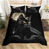 Homemissing Biancheria da letto con motivo gatto nero per letto singolo con stampa di animali neri per ragazze e ragazzi, set copripiumino decorativo per fattoria con gatti, 1 federa, 2 pezzi