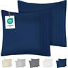 DREAMZIE Federe Cuscino Letto 65x65 (Set 2) in Microfibra con Motivo Ricamato OEKO-TEX Certificazione - Federa Cuscini Morbido Blu Scuro
