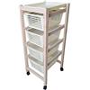 Liberoshopping Carrello da Cucina Porta Verdura in Legno Naturale con Ruote, cestelli e Vassoio Color Crema