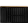[en.casa] Mobile Sottolavabo NEWPORT da Parete con 2 Cassetti e Armadietto con Ripiano Sottolavandino per Bagno con Frontali Decorativi 100 x 60 x 40 cm - Nero/Effetto Rovere