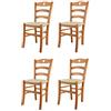 t m c s Tommychairs - Set 4 sedie modello Cuore per cucina bar e sala da pranzo, robusta struttura in Legno di faggio color miele e seduta rivestita in pelle artificiale colore avorio