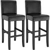 TecTake® Set di 2 sgabelli da Bar con Gambe in Legno Massiccio, Seduta Confortevole, Altezza Regolabile 107 cm, Sedia da Pranzo Design Ergonomico, Ideale per Sala da Pranzo e Cucina - Nero