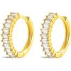GOLDENCAT Orecchini Magic dorati, orecchini a cerchio con zirconi, piccoli cerchi con pietre, cerchi in zirconi, orecchini in argento, chiusura a vite, diametro cerchio 15 mm, argento sterling 925